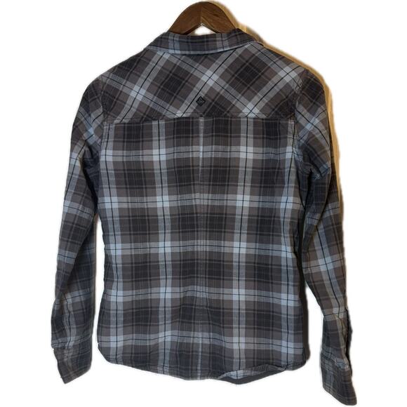 prAna Women’s Black Gray Plaid Button Front Thermal Lined Long Sleeve Shirt S - Picture 2 of 6